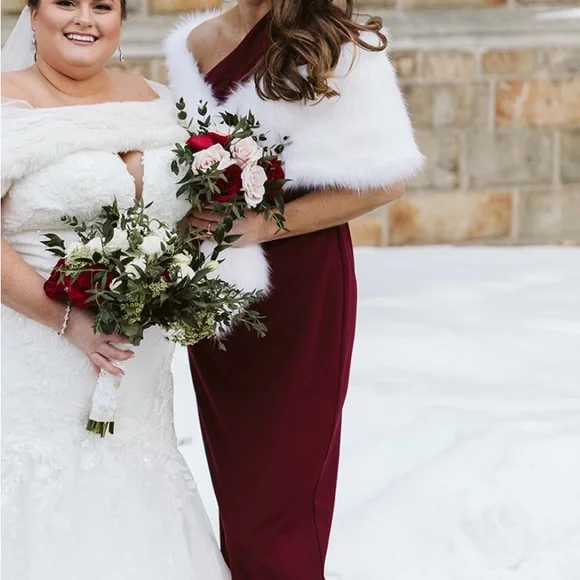 BD studio burgundy one shoulder dress size